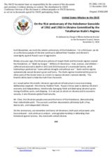 Statement by the Delegation of the United States of America on the 91st anniversary of the Holodomor genocide committed in Ukraine in 1932–1933 by the totalitarian Stalin regime