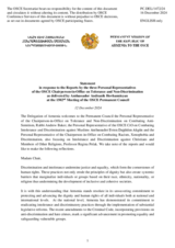 Statement by the Delegation of Armenia in response to reports by the OSCE Chairperson’s Personal Representatives on Tolerance and Non-Discrimination