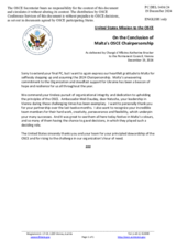 Statement by the Delegation of the United States of America on the expression of gratitude to Malta for assuming the Chairmanship of the OSCE in 2024