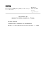 DECISION No. 7/24, OSCE CHAIRMANSHIP IN THE YEAR 2026