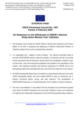 Statement by the Polish EU Presidency on the withdrawal of the Office for Democratic Institutions and Human Rights’ election observation mission from Tajikistan