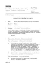 Journal de la 1096ème séance plénière du Forum pour la coopération en matière de sécurité