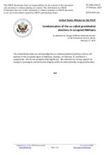 Statement by the Delegation of the United States of America on the illegal so-called presidential elections held in the occupied Abkhazia region of Georgia