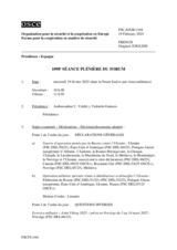 Journal de la 1098ème séance plénière du Forum pour la coopération en matière de sécurité
