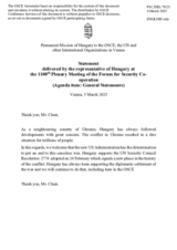 Statement by the Delegation of Hungary on Russia’s war of aggression against Ukraine
