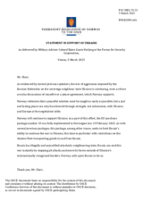 Statement by the Delegation of Norway on Russia’s war of aggression against Ukraine