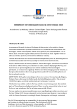Statement by the Delegation of Norway on the military exercise “Joint Viking 2025”, conducted in Norway from 3 to 14 March 2025