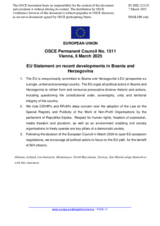 Statement by the Polish EU Presidency on recent developments in Bosnia and Herzegovina