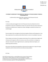 Statement by the Delegation of Norway in response to the report by the Head of the OSCE Mission to Bosnia and Herzegovina, Ambassador Brian Aggeler