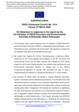 Statement by the Polish EU Presidency in response to the report by the Co-ordinator of OSCE Economic and Environmental Activities, Ambassador Bakyt Dzhusupov