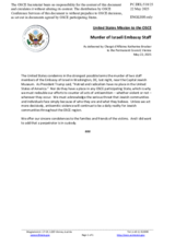 Statement by the Delegation of the United States of America on the murder of Israeli Embassy Staff