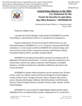 Statement by the Delegation of the United States of America on the on the military exercise “Defender 25”, being conducted from 1 April to 24 June 2025