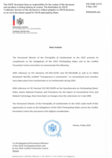 Response by the Delegation of Liechtenstein to the Questionnaire on Participating States’ Policy and/or National Practices and Procedures for the Export of Conventional Arms and Related Technology