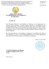 Response by the Delegation of Tajikistan to the Questionnaire on the Code of Conduct on Politico-Military Aspects of Security