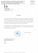 Response by the Delegation of Liechtenstein to the Questionnaire on the Code of Conduct on Politico-Military Aspects of Security