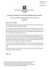 Statement by the Delegation of Norway on Russia’s war of aggression against Ukraine