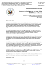 Statement by the Delegation of the United States of America in response to the report by the Head of the OSCE Mission in Kosovo, Ambassador Gerard McGurk