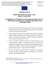 Statement by the Polish EU Presidency in response to the report by the High Commissioner on National Minorities, Ambassador Christophe Kamp
