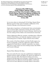 Statement by the Delegation of Japan in response to the address by the Chair of the Committee of Ministers of the Council of Europe, Deputy Prime Minister and Minister for Foreign Affairs and Tourism of Malta, H.E. Dr. Ian Borg