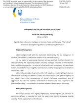 Statement by the Delegation of Ukraine on the Security Dialogue on Women, Peace and Security: “The Role Of Women in Strengthening Defence and Ensuring Resilience”
