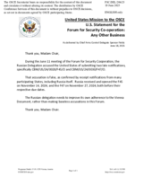 Statement by the Delegation of the United States of America on the implementation of OSCE politico-military commitments