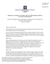 Statement by the Delegation of Norway on the Security Dialogue on Women, Peace and Security: “The Role Of Women in Strengthening Defence and Ensuring Resilience”