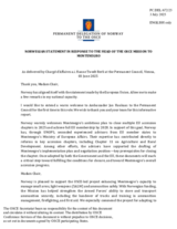 Statement by the Delegation of Norway in response to the report by the Head of the OSCE Mission to Montenegro, Ambassador Jan Haukaas