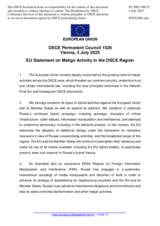 Statement by the Danish EU Presidency on malign activity in the OSCE region