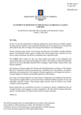 Statement by the Delegation of Norway on the Russian Federation’s ongoing aggression against Ukraine