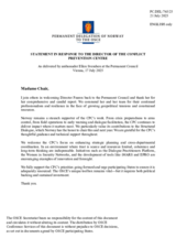 Statement by the Delegation of Norway in response to the report by the Director of the Conflict Prevention Centre, Ms. Kate Fearon
