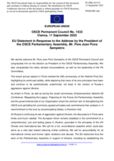 Statement by the Danish EU Presidency in response to the address by the President of the OSCE Parliamentary Assembly, H.E. Mr. Pere Joan Pons Sampietro