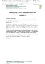 Statement by the Delegation of Ireland on the violation of Polish airspace by the Russian Federation