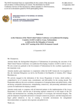 Statement by the Delegation of Armenia on the Conference on Landlocked Developing Countries, held in Awaza, Turkmenistan, from 5 to 8 August 2025