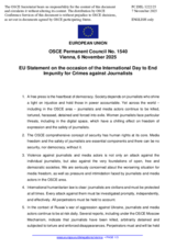 Statement by the Danish EU Presidency on the International Day to End Impunity for Crimes against Journalists, observed on 2 November 2025