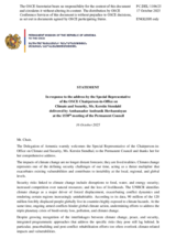 Statement by the Delegation of Armenia in response to the address by the Special Representative of the Chairperson-in-Office on Climate and Security, Ms. Kerstin Stendahl