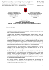 Statement by the Delegation of Albania  in response to the report by the Head of the OSCE Mission in Kosovo, Ambassador Gerard McGurk