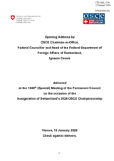 Address by Federal Councillor Ignazio Cassis, the OSCE Chairman-in-Office, at the official launch of Switzerland's 2026 OSCE Chairpersonship