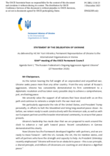 Statement by the Delegation of Ukraine on Agenda Item 1 “The Russian Federation’s Ongoing Aggression Against Ukraine”