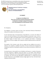 Statement by the Delegation of Armenia in response to the address by the  Chair of the International Holocaust Remembrance Alliance 