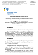 Statement by the Delegation of Ukraine on the Report by the OSCE Special Representative and Co-ordinator for Combating Trafficking in Human Beings