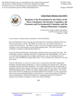 Statement by the Delegation of the United States of America on “Presentation by the Chairs of the Three Committees: The Security Committee, the Economic and Environmental Committee and the Human Dimension Committee”