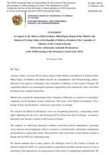 Statement by the Delegation of Armenia on the "Address by the President of the Committee of Ministers of the Council of Europe, H.E. Mr. Mihai Popșoi"