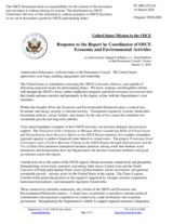 Statement by the Delegation of the United States of America on "The Report by the Co-ordinator of OSCE Economic and Environmental Activities"