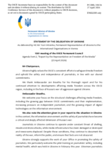 Statement by the Delegation of Ukraine on the "Report by the OSCE Representative on Freedom of the Media"