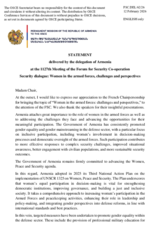 Statement by the Delegation of Armenia on the "Security Dialogue: women in the armed forces, challenges and perspectives"