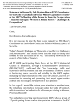 Statement delivered by the FSC Co-ordinator for the OSCE Code of Conduct on Politico-Military Aspects of Security on the "Security Dialogue: women in the armed forces, challenges and perspectives"