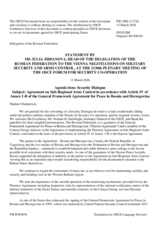 Statement by the Delegation of the Russian Federation on the "Security Dialogue: 30th Anniversary of the Agreement on Sub-Regional Arms Control (Annex 1-B, Article IV, of the General Framework Agreement for Peace in Bosnia and Herzegovina)"
