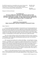 Statement by the Delegation of the Russian Federation on the "Special military operation to demilitarize and denazify Ukraine"
