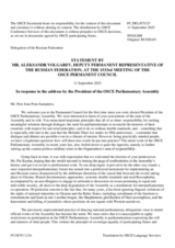 Statement by the Delegation of the Russian Federation in response to the address by the President of the OSCE Parliamentary Assembly, H.E. Mr. Pere Joan Pons Sampietro