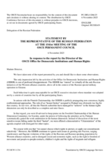 Statement by the Delegation of the Russian Federation in response to the report by the Director of the Office for Democratic Institutions and Human Rights, Ms. Maria Telalian